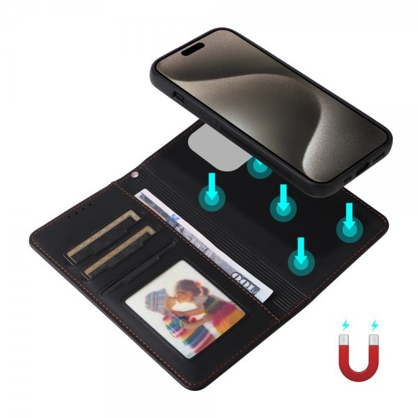 Betopnice iPhone 15 Pro Max cover med aftageligt etui 005 Sort