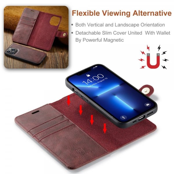 Dg.Ming iPhone 15 Pro Max Etui med Aftageligt Cover Rød