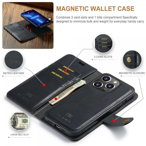 Dg.Ming iPhone 15 Pro Max Cover med Aftageligt Skal Sort