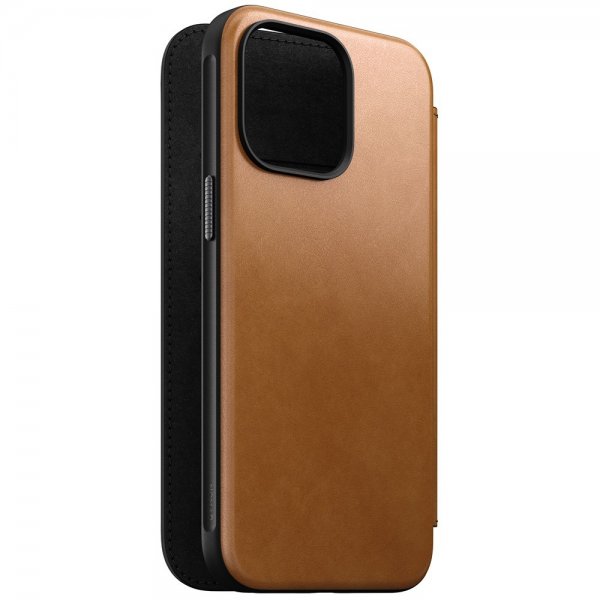 Nomad iPhone 15 Pro Max Cover Modern Leather Folio English Tan