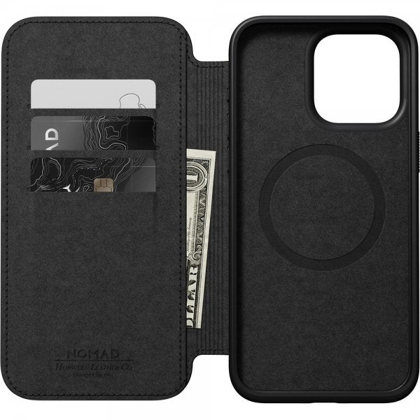 Nomad iPhone 15 Pro Max Cover Modern Leather Folio Horween Sort