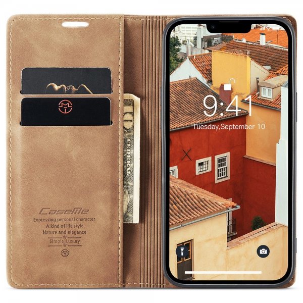 CaseMe iPhone 15 Pro Max Etui Retro Flip Brun