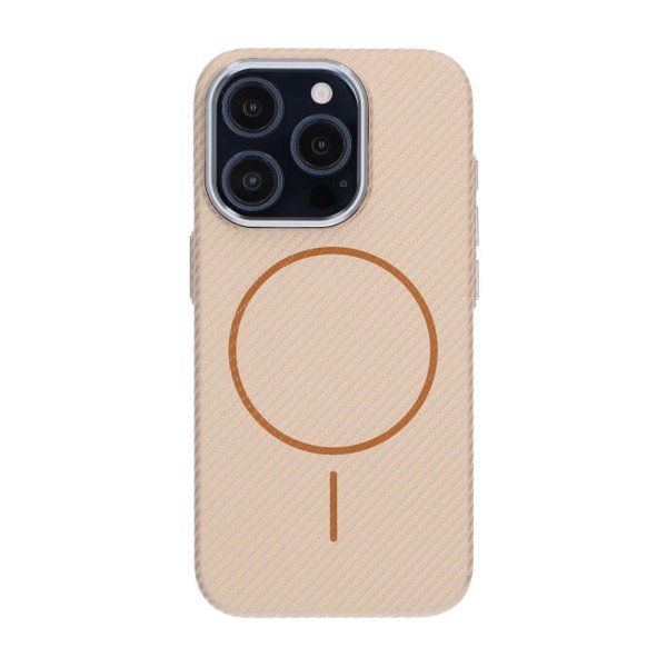 iPhone 15 Pro Max Cover Kulfibermønster MagSafe Guld