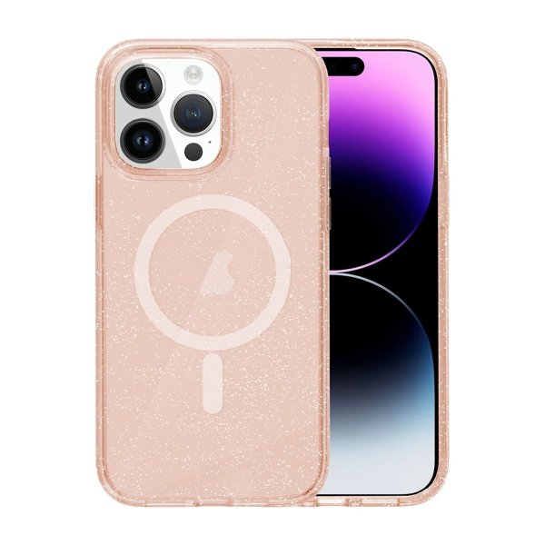iPhone 15 Pro Max Cover Glitter MagSafe Guld