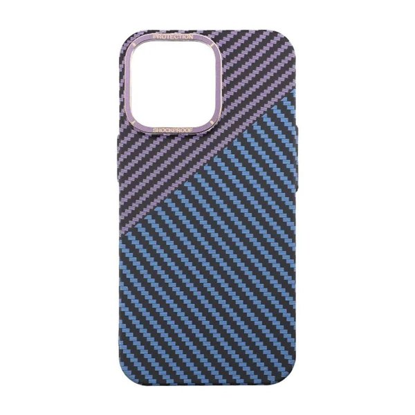 iPhone 15 Pro Max Cover Kulfibermønster Blå Lilla