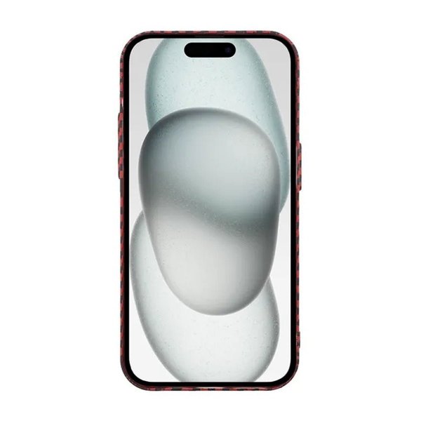 iPhone 15 Pro Max Cover Kulstofibermønster Rød