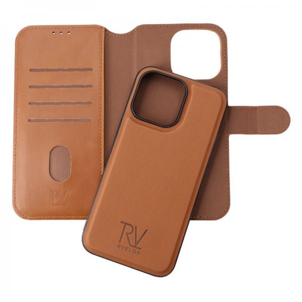 Rvelon iPhone 15 Pro Max Etui Magnetisk Aftageligt Cover Brun