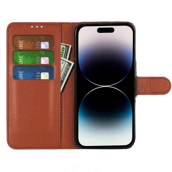 iPhone 15 Pro Max Etui med Støttefunktion Brun