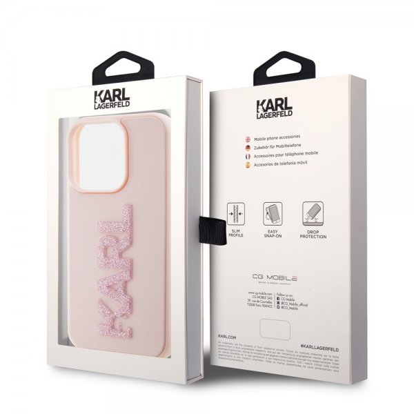 Karl Lagerfeld iPhone 15 Pro Max Cover 3D Rubber Karl Pink