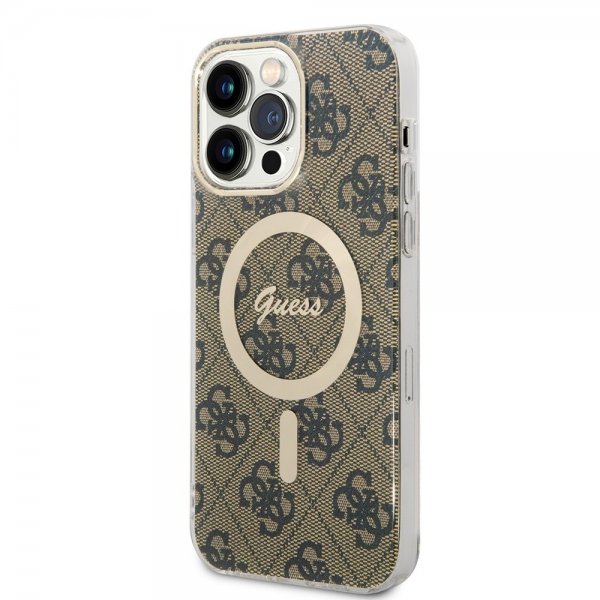 Guess iPhone 15 Pro Max Cover 4G Pattern MagSafe Brun