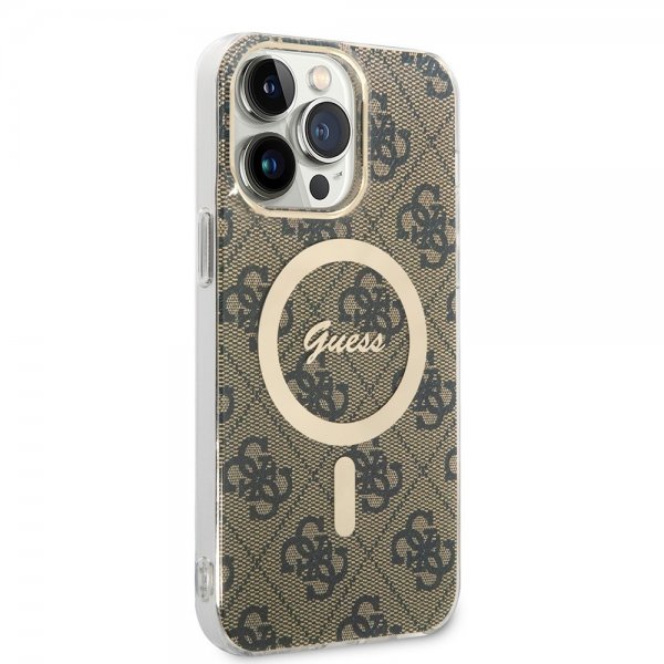 Guess iPhone 15 Pro Max Cover 4G Pattern MagSafe Brun