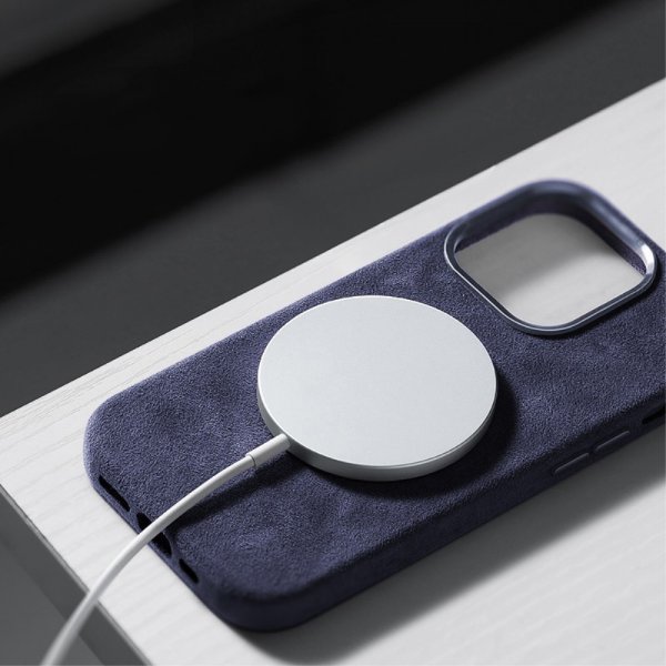 iPhone 15 Pro Max Cover Alcantara MagSafe Grå
