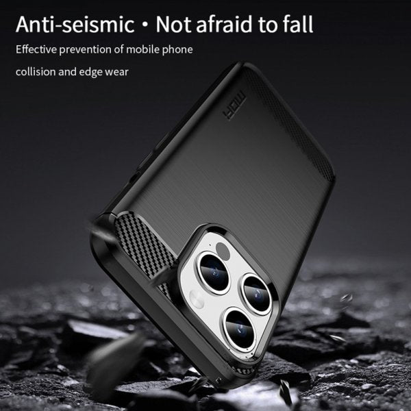 Mofi iPhone 15 Pro Max Cover Børstet Kulfibertekstur Blå
