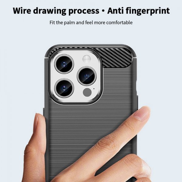 Mofi iPhone 15 Pro Max Cover Børstet Kulfibertekstur Rød