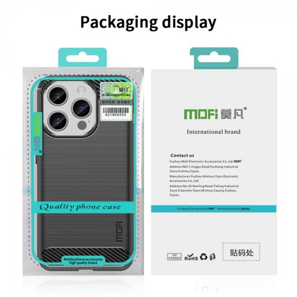 Mofi iPhone 15 Pro Max Cover Børstet Kulfibertekstur Sort