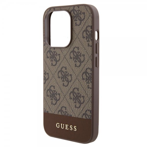 Guess iPhone 15 Pro Max Cover Bottom Stripe MagSafe Brun