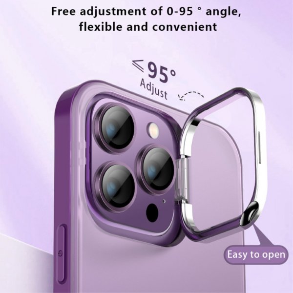 X-Level iPhone 15 Pro Max Cover Kameraram Kickstand Lilla