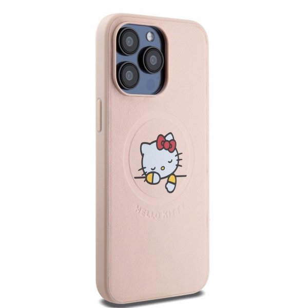 Hello Kitty iPhone 15 Pro Max Cover Præget Logo MagSafe Pink