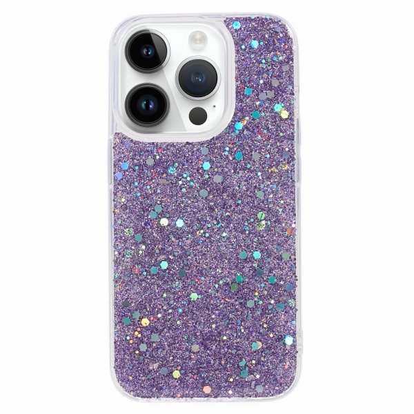 iPhone 15 Pro Max Cover Glitter Pailletter Lilla
