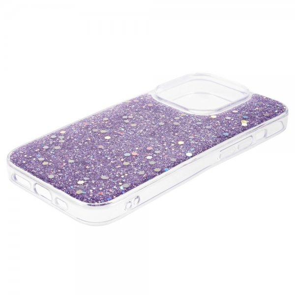 iPhone 15 Pro Max Cover Glitter Pailletter Lilla