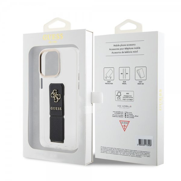 Guess iPhone 15 Pro Max Cover Grip Stand Clear Transparent