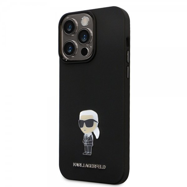 Karl Lagerfeld iPhone 15 Pro Max Cover Ikonik Metal Pin Sort