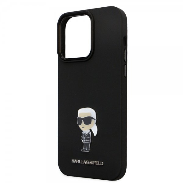 Karl Lagerfeld iPhone 15 Pro Max Cover Ikonik Metal Pin Sort