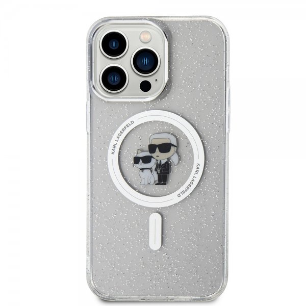 Karl Lagerfeld iPhone 15 Pro Max Cover Karl & Choupette Glitter MagSafe Transparent