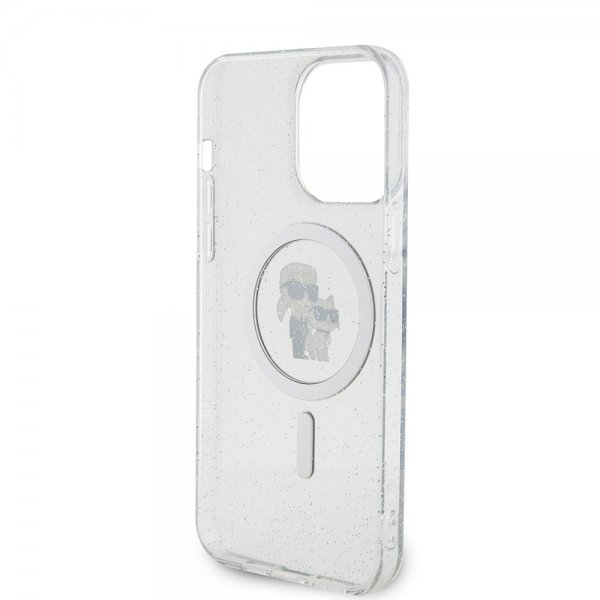 Karl Lagerfeld iPhone 15 Pro Max Cover Karl & Choupette Glitter MagSafe Transparent