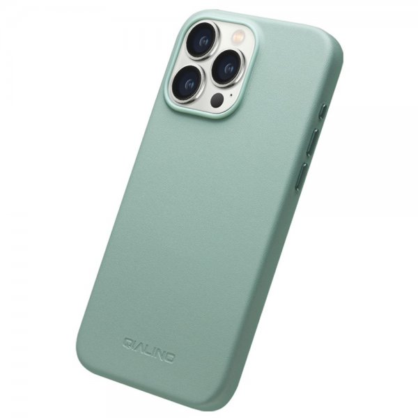 Qialino iPhone 15 Pro Max Cover Kunstlæder MagSafe Grøn