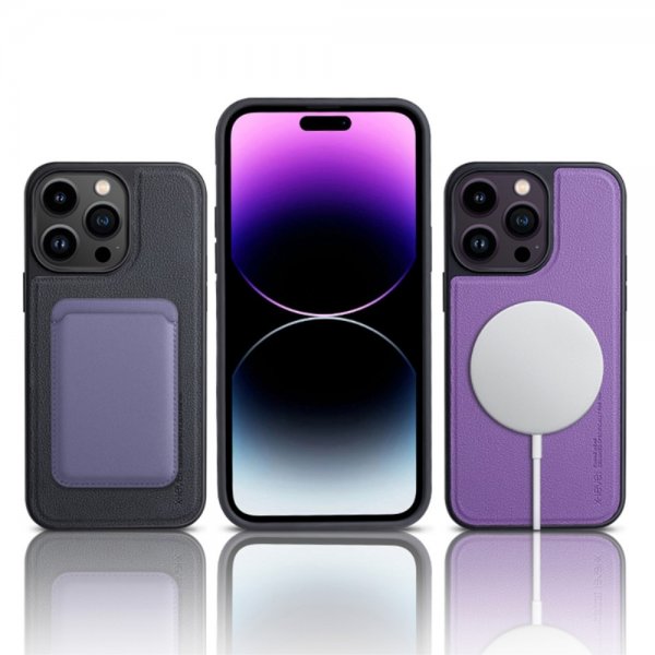 X-Level iPhone 15 Pro Max Cover Kunstlæder MagSafe Lilla