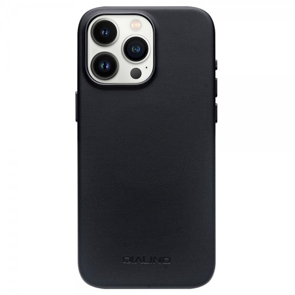 Qialino iPhone 15 Pro Max Cover Kunstlæder MagSafe Sort