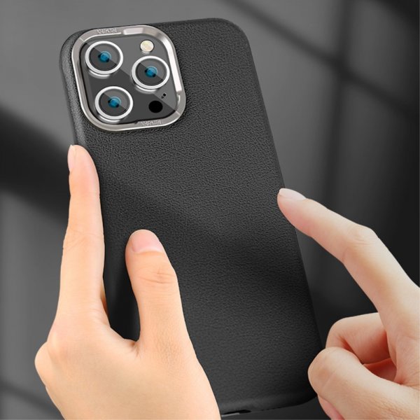 X-Level iPhone 15 Pro Max Cover Lædertekstur MagSafe Sort