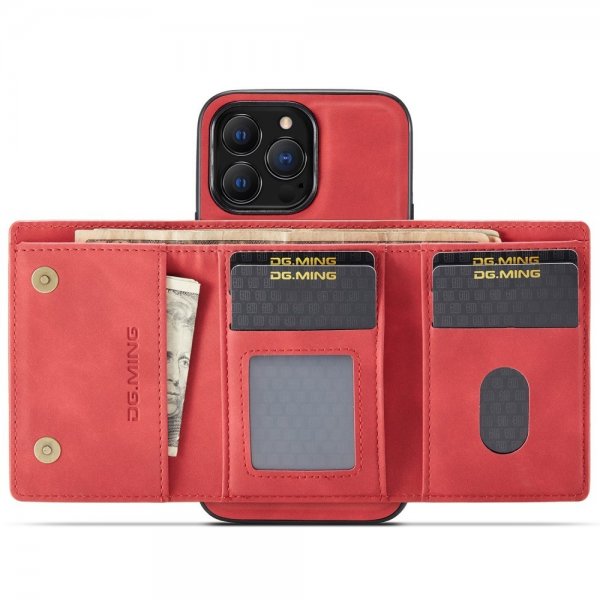 Dg.Ming iPhone 15 Pro Max Cover M1 Series Aftagelig Kortholder Rød