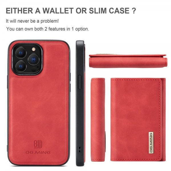 Dg.Ming iPhone 15 Pro Max Cover M1 Series Aftagelig Kortholder Rød