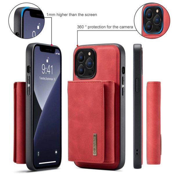 Dg.Ming iPhone 15 Pro Max Cover M1 Series Aftagelig Kortholder Rød