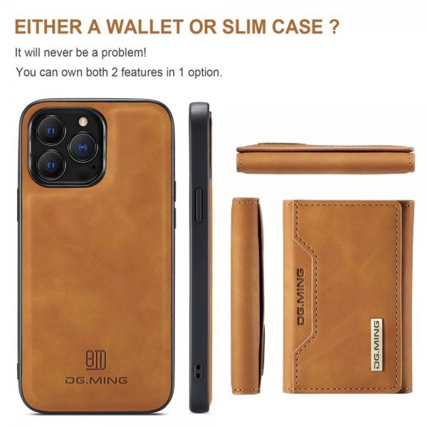Dg.Ming iPhone 15 Pro Max Cover M2 Series Aftagelig Kortholder Brun