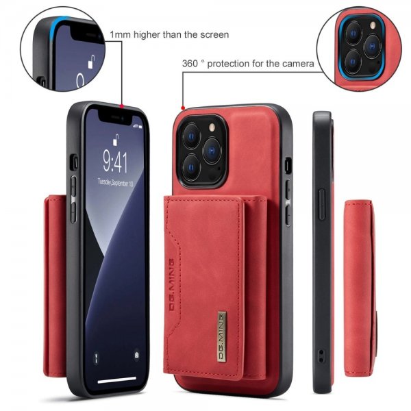 Dg.Ming iPhone 15 Pro Max Cover M2 Series Aftagelig Kortholder Rød