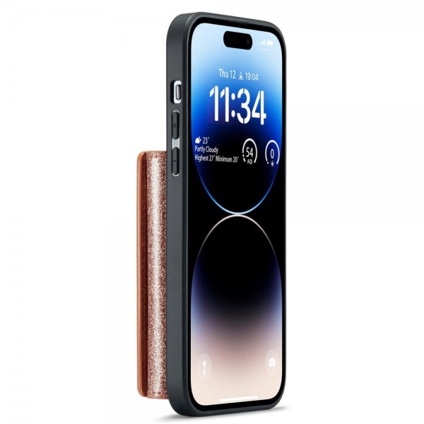Dg.Ming iPhone 15 Pro Max Cover M3 Series Aftagelig Kortholder Glitter Rosaguld