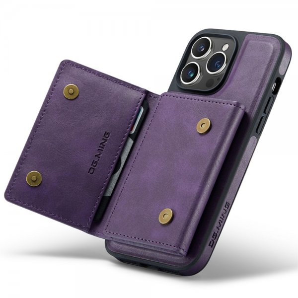 Dg.Ming iPhone 15 Pro Max Cover M5-serie Aftagelig Kortholder Lilla