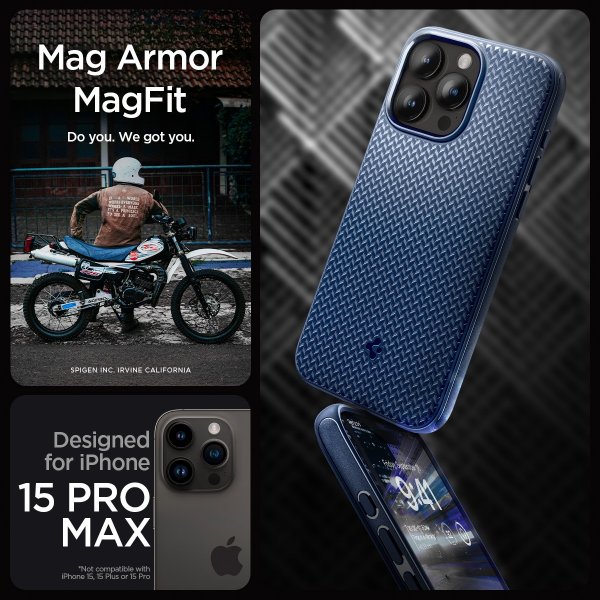 Spigen iPhone 15 Pro Max Cover Mag Armor MagFit Navy Blue