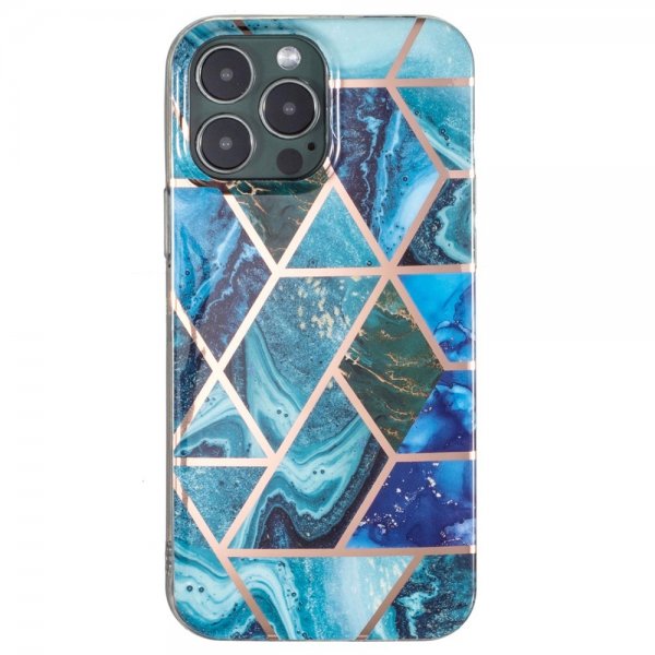 iPhone 15 Pro Max Cover Marmormønster Blå Grøn