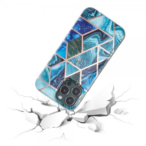 iPhone 15 Pro Max Cover Marmormønster Blå Grøn