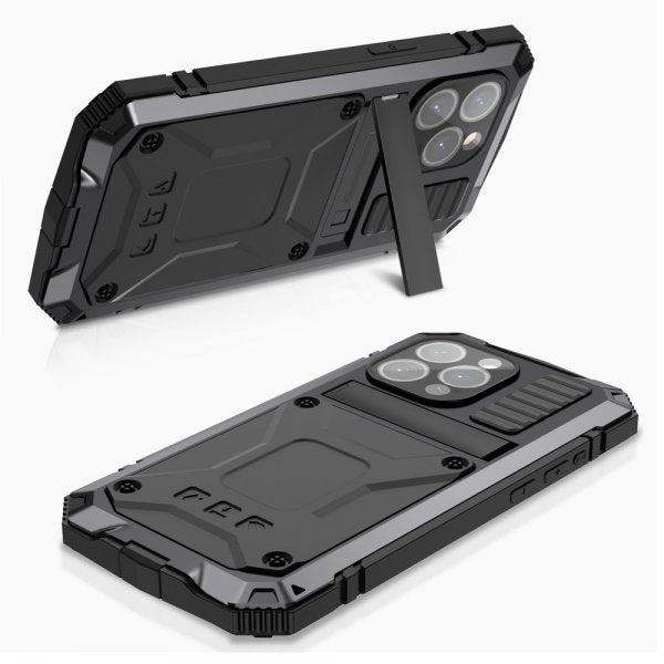 R-JUST iPhone 15 Pro Max Cover Metal Stødsikkert Sort