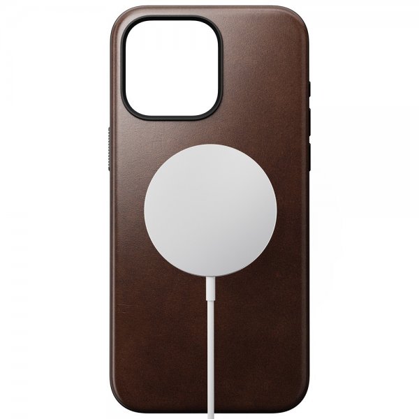 Nomad iPhone 15 Pro Max Cover Modern Leather Case Horween Rustic Brown