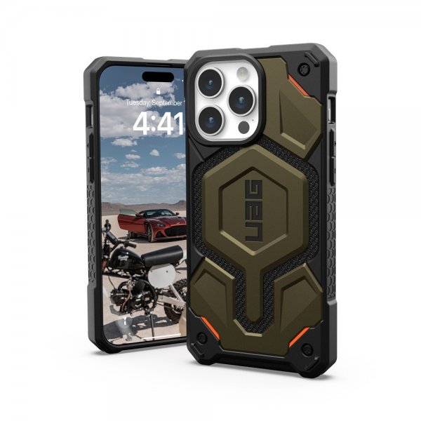 Urban Armor Gear (UAG) iPhone 15 Pro Max Cover Monarch Pro MagSafe Kevlar Element Green