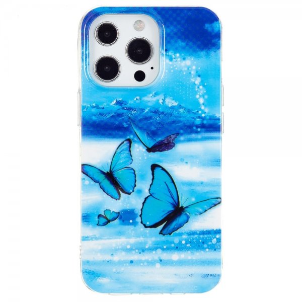 iPhone 15 Pro Max Cover Motiv Blå Sommerfugle