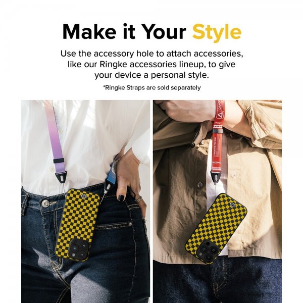 Ringke iPhone 15 Pro Max Cover Onyx Design Checkerboard Yellow