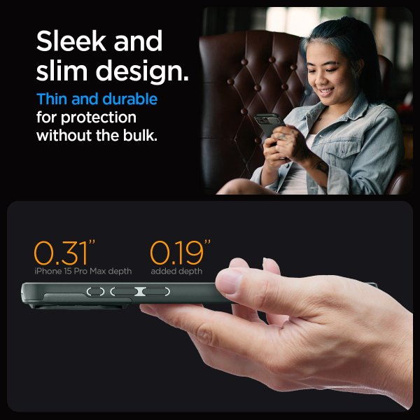 Spigen iPhone 15 Pro Max Cover Optik Armor MagFit Abyss Green