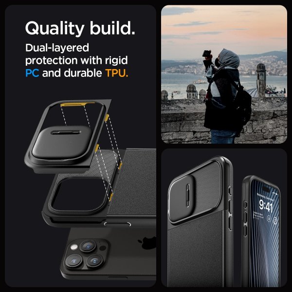 Spigen iPhone 15 Pro Max Cover Optik Armor MagFit Sort